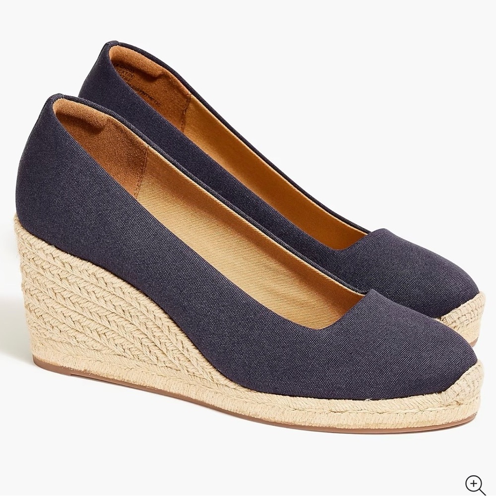 J.Crew Factory -  Navy Blue Espadrilles with Wedge Heels
